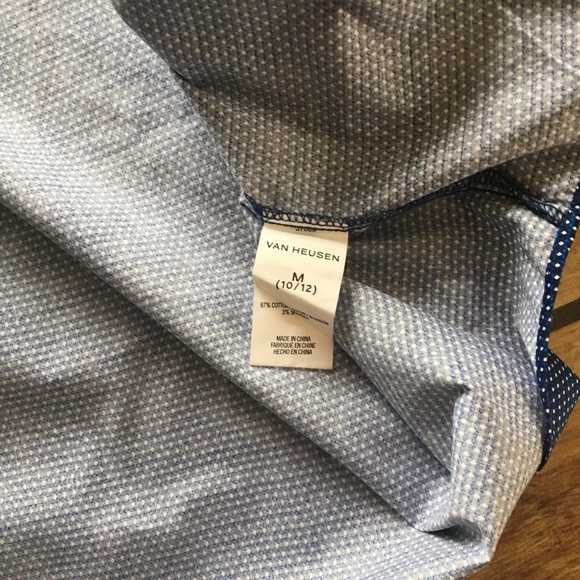 Boys Long-Sleeve Button-Down Dress Shirt - Van Heusen M10/12 blue small pattern - Picture 7 of 7